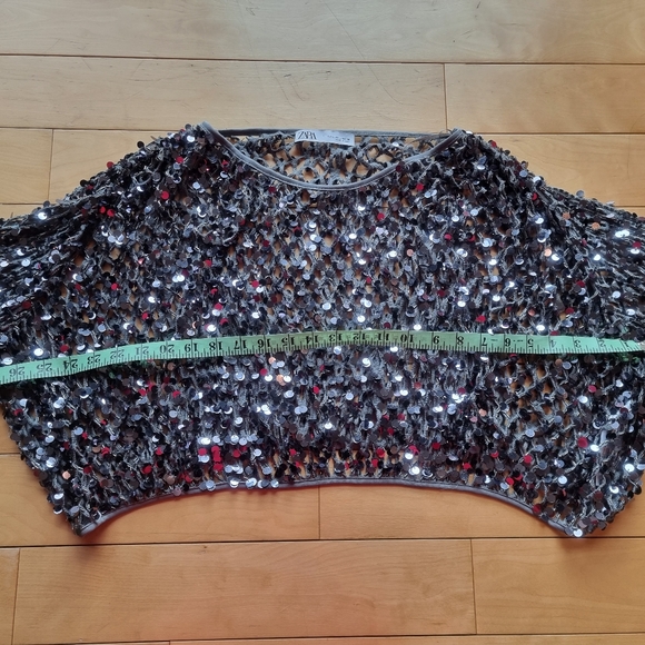 Slouchy glitter crop mesh top - Picture 3 of 7